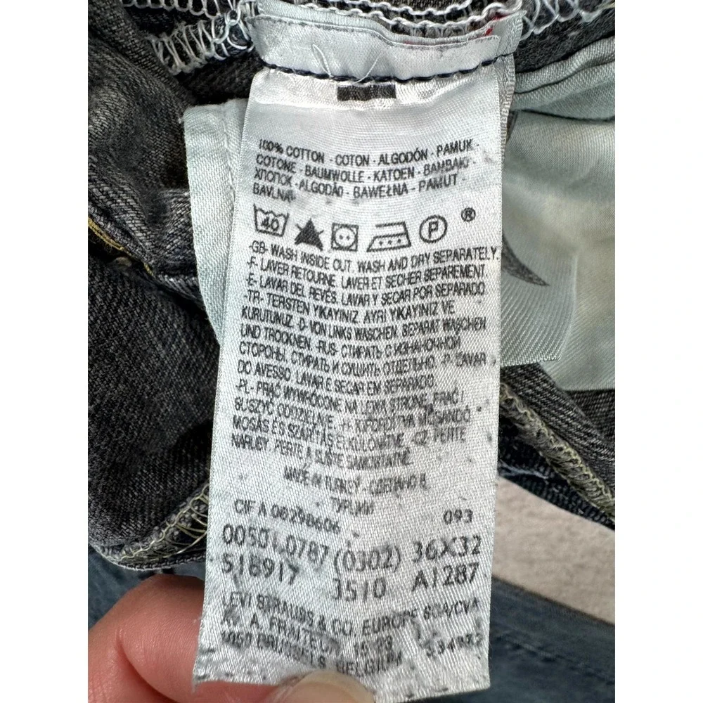 Levi's 501 Original Jeans Mens 36x32 Blue Denim Grunge Button Fly Straight Leg